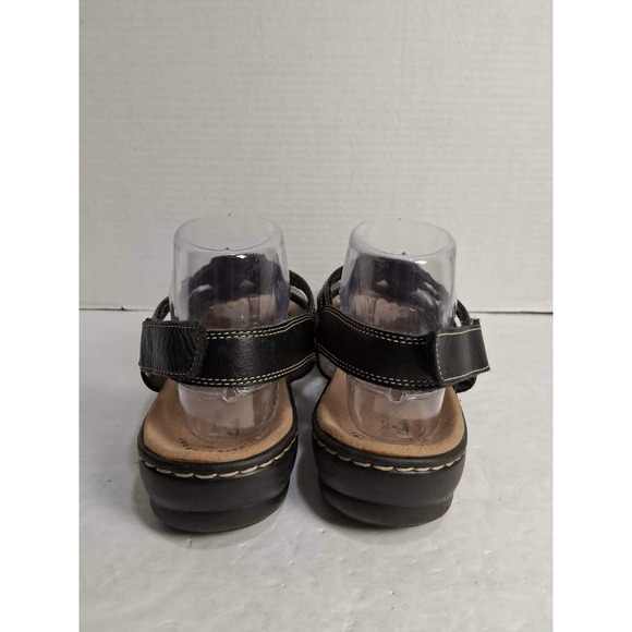 Clarks Collection Womens Black Leather Strappy Comfort Sandals Size 9.5 - Picture 4 of 7